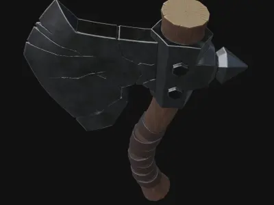Stylized battle axe PBR low-poly game ready Low-poly 3D model