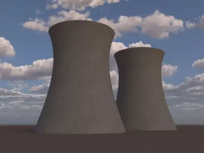 Factory Smoke Towers Demolitions 3D Model Simulations 3D model