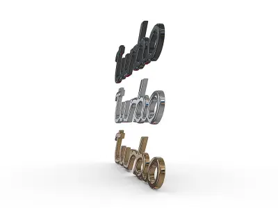 turbo Porsche emblem nameplate 3D model