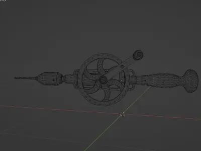 Hand old drill machine Game Ready Model  3D model