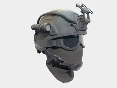 Military helmet with mask  3D model