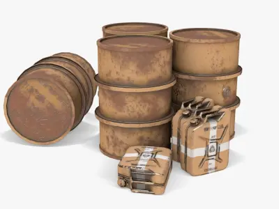 WW2 Water Storage Assets 01 Low-poly 3D model