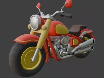 Cartoon Red Motorcycle 3D Model 3D model 4