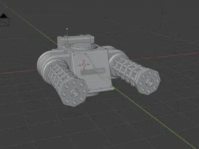 Machine gun - lowpoly model 3D model