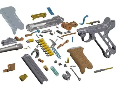 Pistola P08  Luger Low-poly 3D model