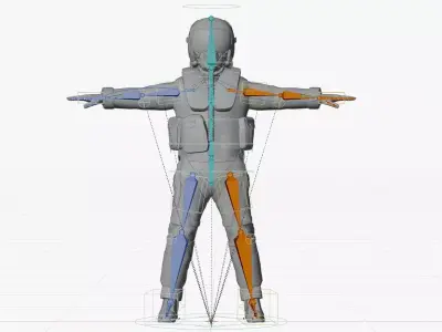 Rigged Military Fighter Pilot Low-poly 3D model