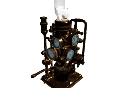 Steampunk Industrial Machine Generator Low-poly 3D model