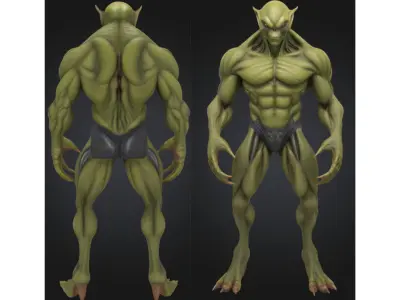 Alien Reptilian Creature Muscle Futuristic Sci Fi Low-poly 3D model