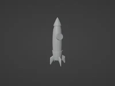 Low poly rocket animated and simulated Low-poly 3D model