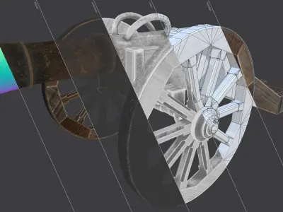 Medieval Cannon Low-poly 3D model