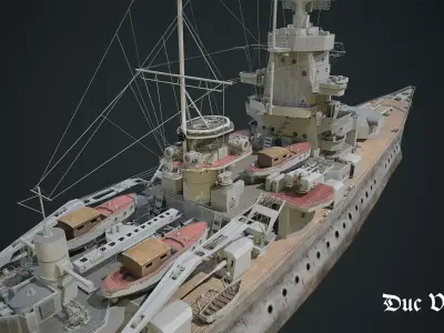 Admiral Scheer-German WW2 Heavy Cruiser Low-poly 3D model