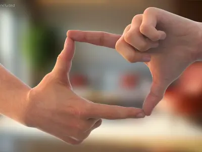 Realistic Male Hands Creating Framing Pose 3D model