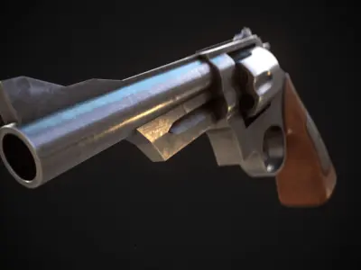 Revolver Game Ready Asset Low-poly 3D model