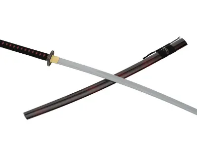 Katana samurai sword Low-poly 3D model 18