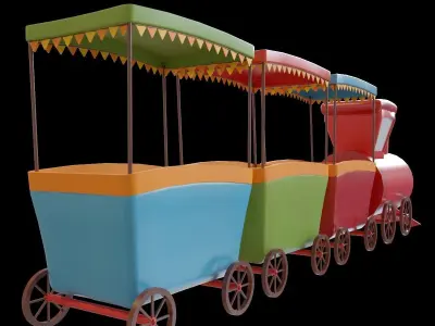 children train cartoon lowpoly toy Low-poly 3D model