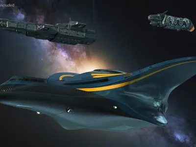 Shuttle Spacecraft Concept Dark Color 3D model