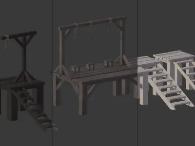 Set of Gallows Low-poly 3D model