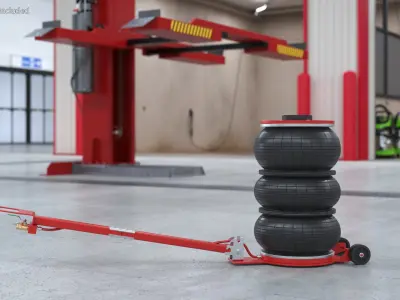 Compact Air Spring Vehicle Jack Red Rigged for Maya 3D model