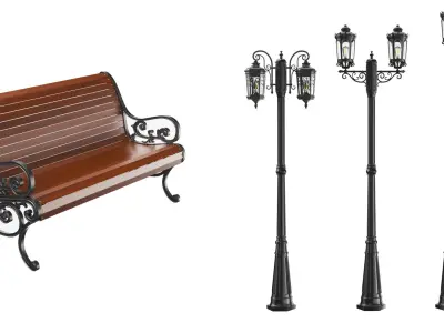 Detailed Street Elements Collection  purchase 3D model