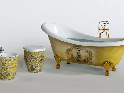 Toilet bidet and bathtub Treesse Epoca Impero 3D model