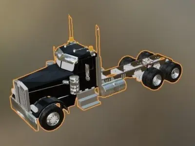 Kenworth T800 Black Low-poly 3D model