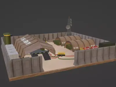 Military Base Camp Low-poly 3D Model 3D Low-poly 3D model