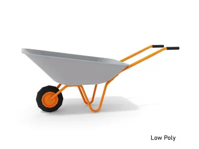 Cartoon garden wheelbarrow Low-poly 3D model