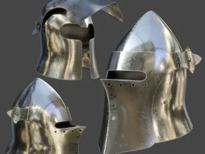 Medieval Helmet  Low-poly  3D Model Pack