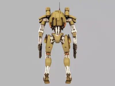 Military Assault Mech  Olive Core Low-poly 3D model