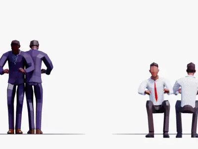 Business People - Animated and Rigged 3D model
