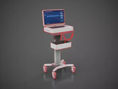 Electrocardiograph machine Low-poly 3D model