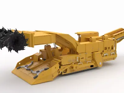 Heavy-Duty Continuous Miner for Rock Extraction 3D model