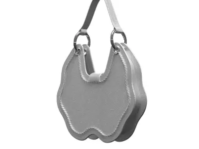 Silver Leather Mini Flap Bag 3D model