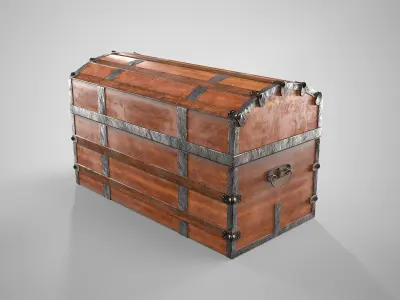 Wooden Medieval Chest - Antique Treasure Trunk AAA Low-poly 3D model