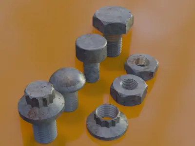 Bolts nuts pack 3D model