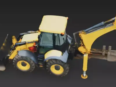 Modern Industrial Backhoe Loader 3D Model Low-poly 3D model