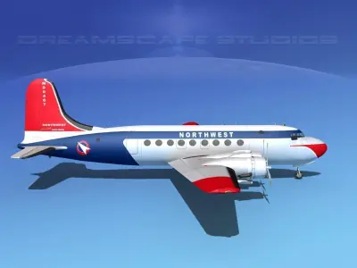 Douglas DC-4 Northwest Airlines 3D model