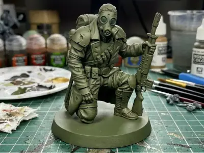 Grimdark Sci-Fi Trench Trooper STL Rifleman Miniature 3D print model