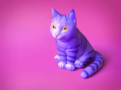 Cat cartoon character Low-poly 3D model