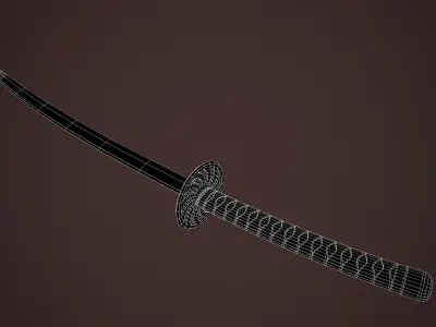 Game ready Katana samurai sword Free low-poly 3D model