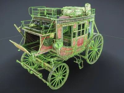 Stagecoach - Gameready - UE 5 - CGI Low-poly 3D model