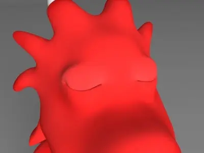 Cartoon red dragon Low-poly 3D model