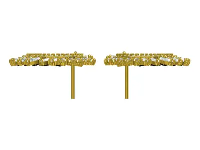Antique Marquise and Round Diamond Leaf Stud Earring 3D print model
