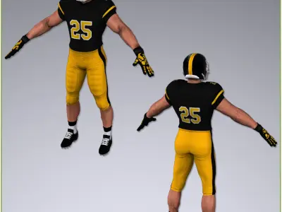 White American Football Player Real Time 3D model