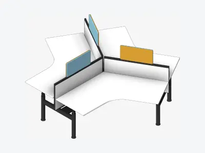 Desk - Cluster - Officetec - Modela - 120 Deg - Adjustable Low-poly 3D model