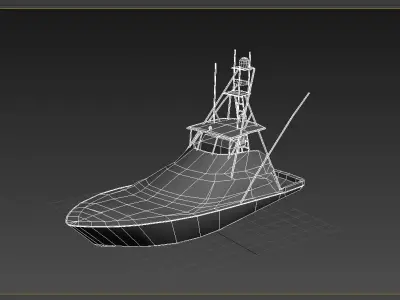 Sport Fishing Yacht Boat LOWEST Low-poly 3D model