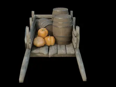 Medieval Cart Scene Low-poly 3D model