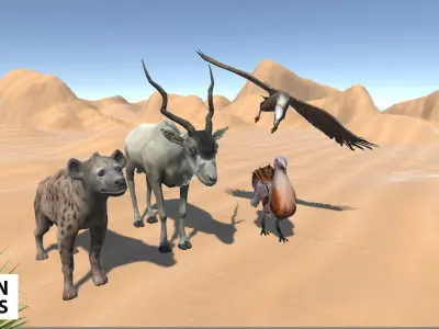 African animals - pack Low-poly 3D model