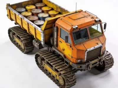 Realistic Hard Sci-Fi Industrial Tracked Hauler Low-poly 3D model