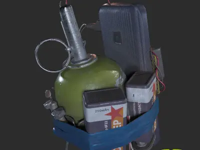 Explosive device Low-poly 3D model